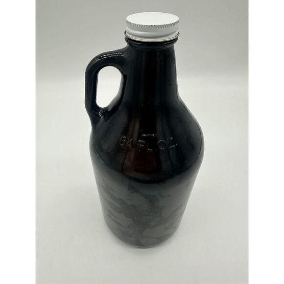 Amber Glass Beer Growler 64 oz with Cap For Beer or Cider Made in USA - Picture 2 of 4